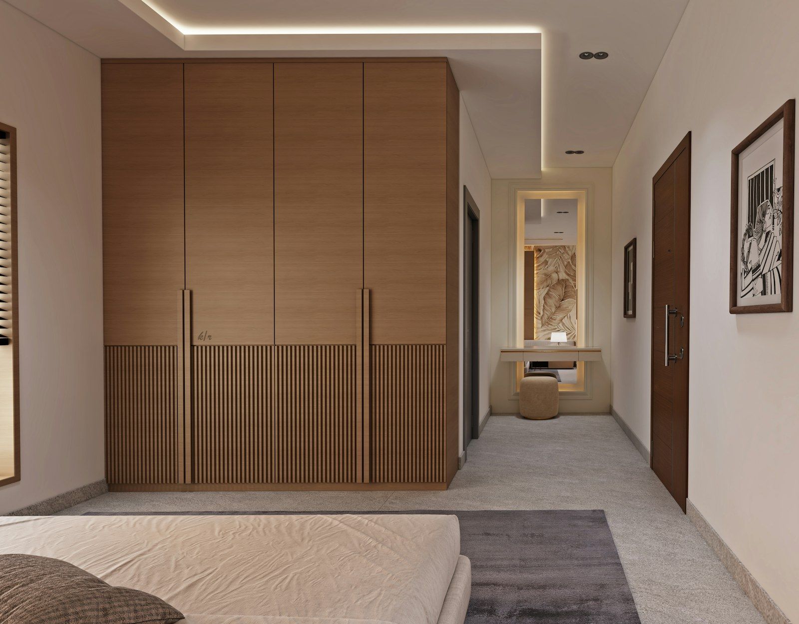 Einbauschränke aus Holz im Schlafzimmer